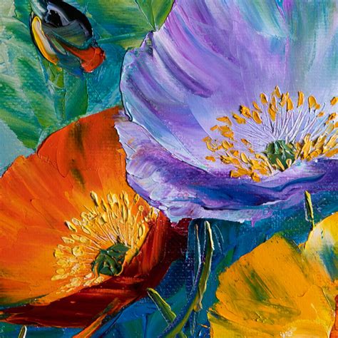 Poppy Poppies Floral Canvas Modern Flower Oil Painting | Etsy