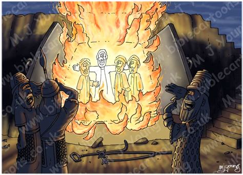 Bible Cartoons: Daniel 03 - Fiery furnace - Scene 04 - The fourth man