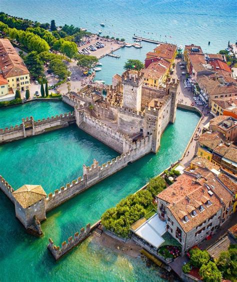 Historical Sirmione Castle, seen from aerial perspective. • • • • • #ig_italy #sirmione #garda # ...