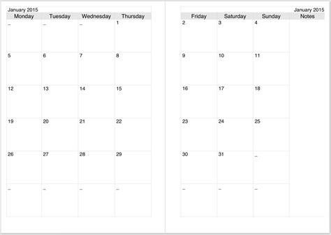 Free 2 Page Calander Templates | Calendar Template Printable