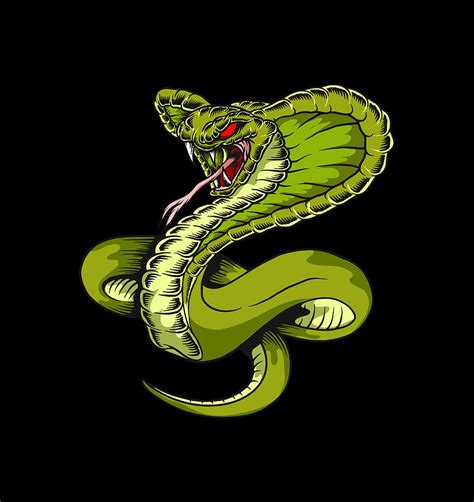 Angry Green Cobra Snake Digital Art by Sambel Pedes - Fine Art America