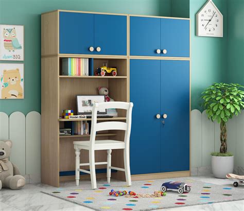 Buy Cherry Multi-Utility Wardrobe with Study Table (Electric Blue) Online in India at Best Price ...