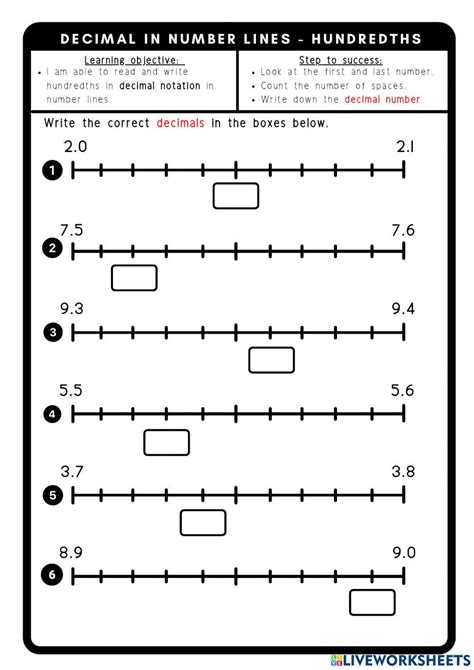 Free tenths and hundredths number line worksheet, Download Free tenths ...