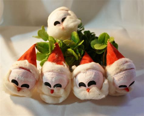 Vintage 50s Set of Five Santa Styrofoam Handmade Christmas Ornaments Vintage Home Decor, Vintage ...