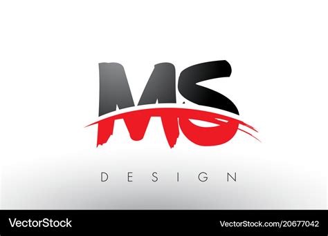 Ms m s brush logo letters with red and black Vector Image