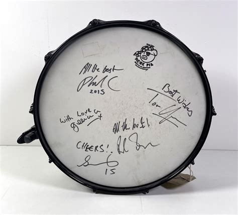 Lot 438 - NEW ORDER - A FULLY SIGNED DRUM SKIN.