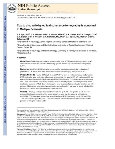 (PDF) Cup to disc ratio by optical coherence tomography is abnormal in ...