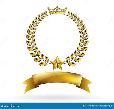 Vector Round Golden Laurel Wreath Award Frame on White Background Stock Vector - Illustration of ...