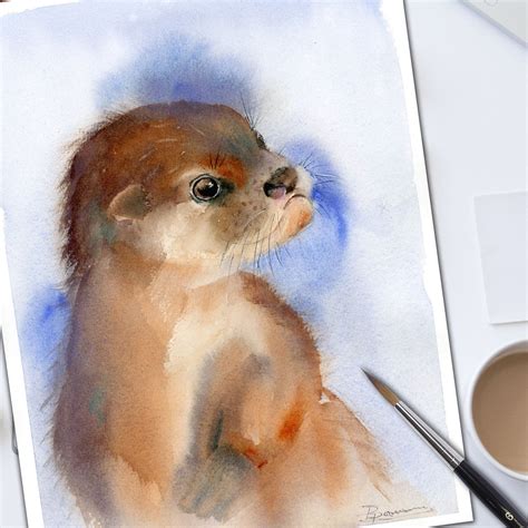 Sea otter wall art Original Watercolor painting Nursery decor ...