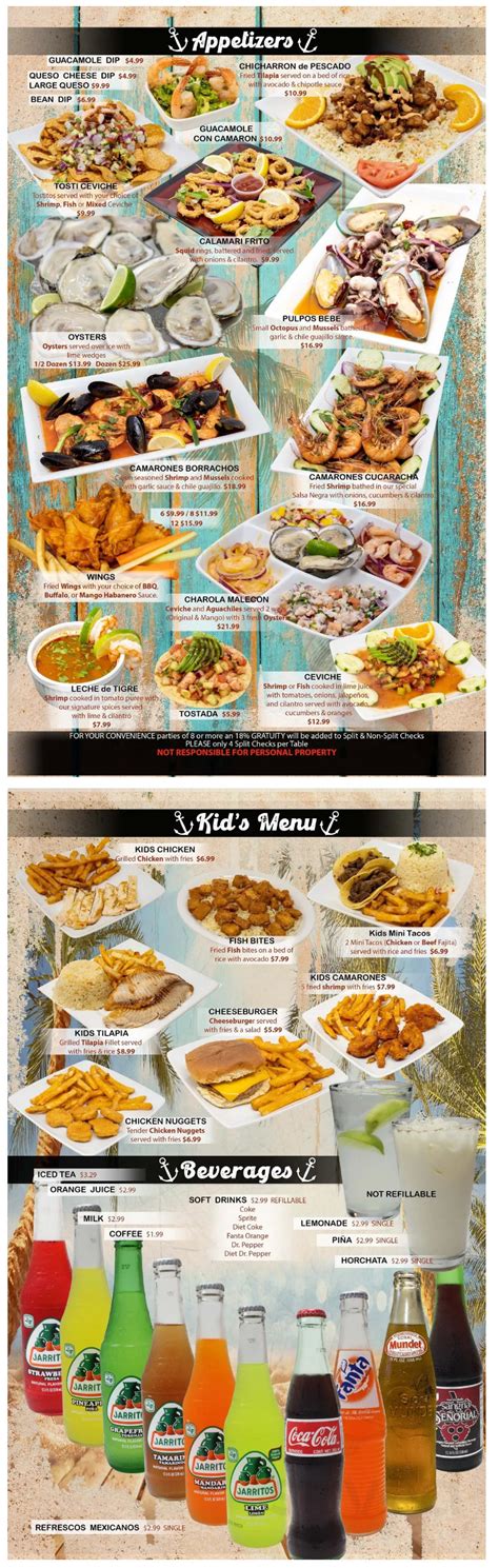 El Malecon menu in Odessa, Texas, USA