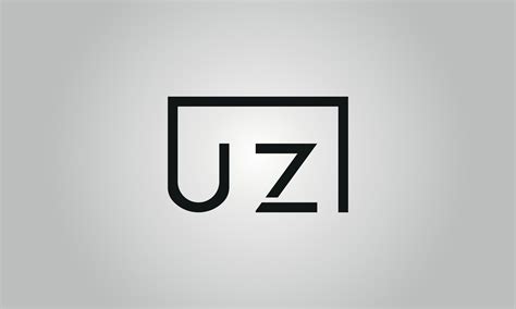 Letter UZ logo design. UZ logo with square shape in black colors vector ...