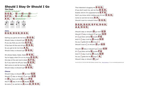 Should I Stay Or Should I Go (The Clash) - http://myuke.ca | Guitar ...