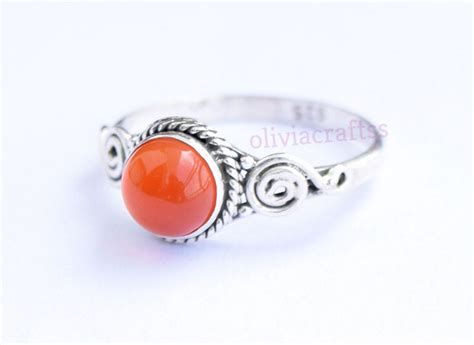 Carnelian Ring Carnelian Stone Ring Silver Ring Sterling - Etsy