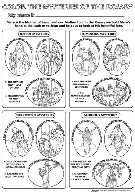 Glorious Mysteries Of The Rosary Printable