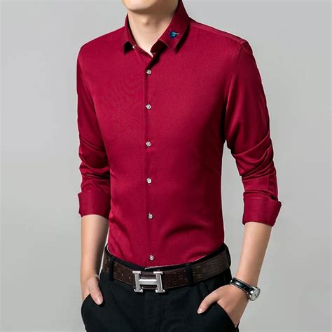 Aliexpress.com : Buy New 2016 Solid Dress Men Shirt Long Sleeve Slim Fit Formal Wedding Shirts ...