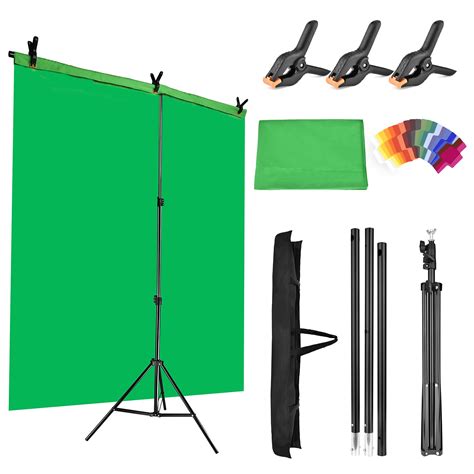 YELANGU Green Screen Backdrop Stand Kit,5 X 6.5 Ft Portable Green ...