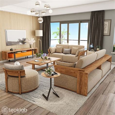 Buy Modern Country Design Teak Wood Sofa Set Online | TeakLab in 2021 ...