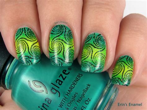 Yellow and teal gradient nail art – Erin's Enamel