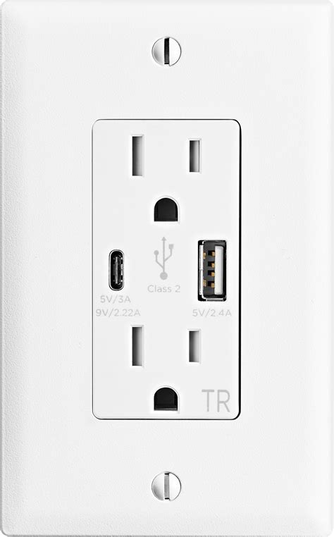 Insignia™ Dual AC and USB/USB-C In-Wall Outlet White NS-HW1A1C22 - Best Buy