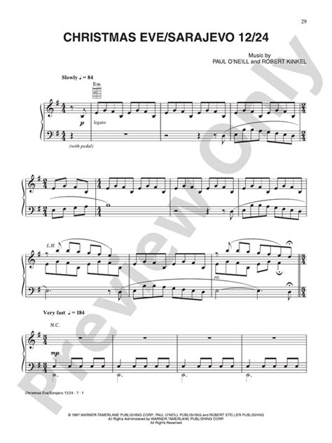 Christmas Eve/Sarajevo 12/24: Piano/Vocal/Chords: Trans-Siberian Orchestra - Digital Sheet Music ...