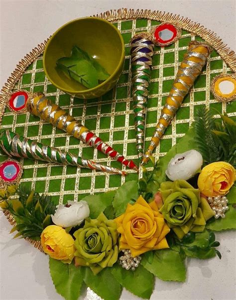 Buy AB Handmade Decorative Mehndi Thali/Platter Thali, Shaadi Decor, Home Decor, Handmade Plate ...