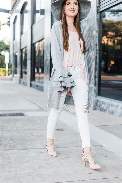 Pink and grey outfit with ruffle sleeves - Christinabtv