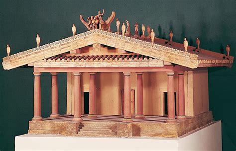 Model of a typical Etruscan temple of the sixth century BCE, as ...