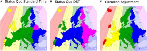 | A map of Europe equivalent to Figure 1: the actual, sun-based time ...