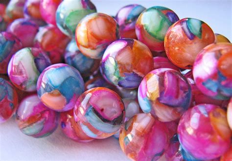 Multi colored round glass bead 8 mm vibrant by iloveanabel730, $8.50