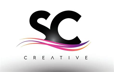 SC Logo Letter Design Icon. SC Letters with Colorful Creative Swoosh ...