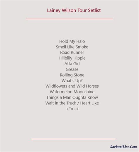 Lainey Wilson Tour Setlist 2024- Tour Date, Support, Tickets Price