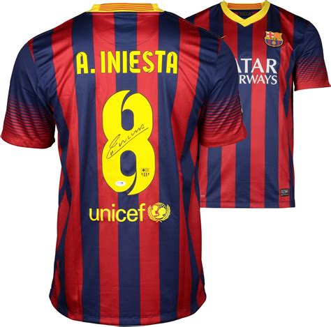 Authentic Autographed Soccer Jerseys - Andres Iniesta Barcelona Autographed Red Jersey