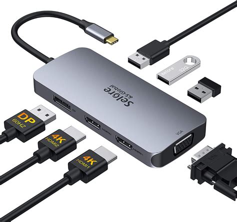 Selore&S-Global USB C to Dual HDMI Adapter,7 in 1 USB C Docking Station ...