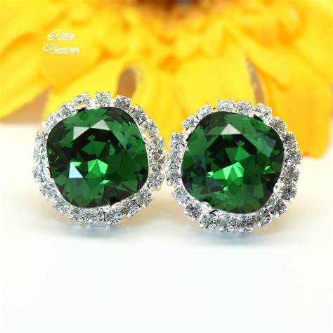 Dark Green Stud Earrings Emerald Studs DM50S – Little Desirez Jewelry