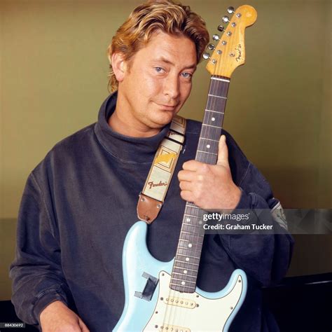 Photo of Chris REA; Posed portrait of Chris Rea, with Fender guitar ...