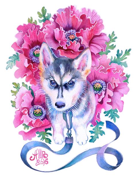 Husky Puppy (for Julie) on Behance | Painting, Watercolor portraits ...