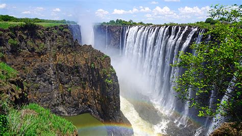 zdjęcia Rainbow Falls Victoria Falls Zambia skała Kanion 1920x1080