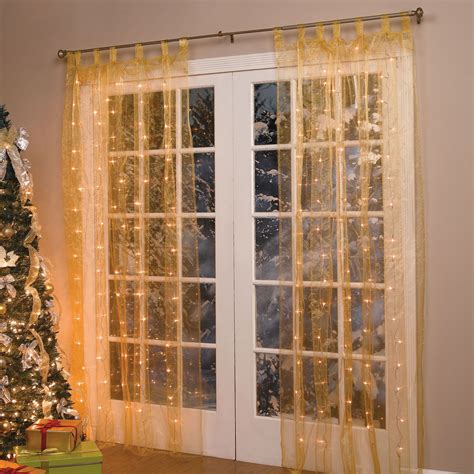 Pre-Lit Curtain Panel | Christmas window lights, Indoor outdoor ...