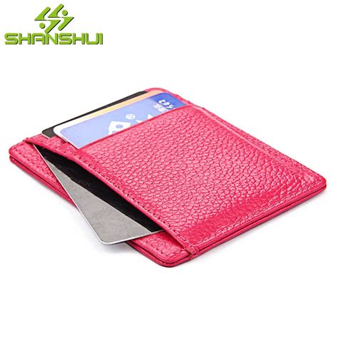 Women 2017 RFID Slim Genuine Leather Credit Card Holder Case Mini Wallet Casual Travel Small ...