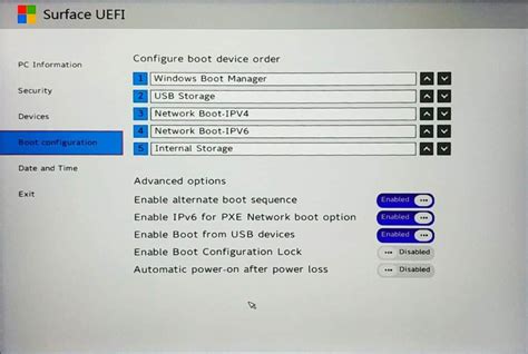 How to configure Surface Go UEFI/BIOS settings - SurfaceTip