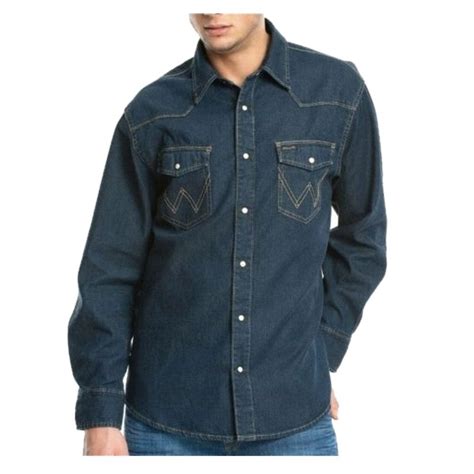 Wrangler Authentic Western Denim Shirt Indigo Blue