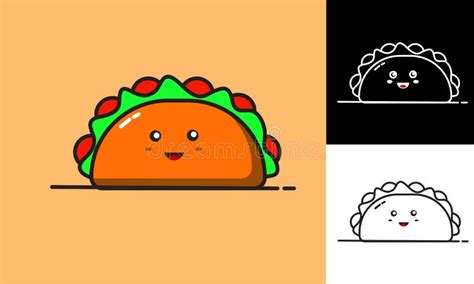 Vector Illustration of Cute Icon Taco. Stock Vector - Illustration of food, cute: 249204919