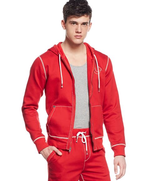 True religion Zip-front Hoodie in Red for Men (True Red) | Lyst