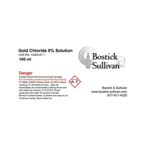 5% Gold Chloride Solution - Bostick & Sullivan