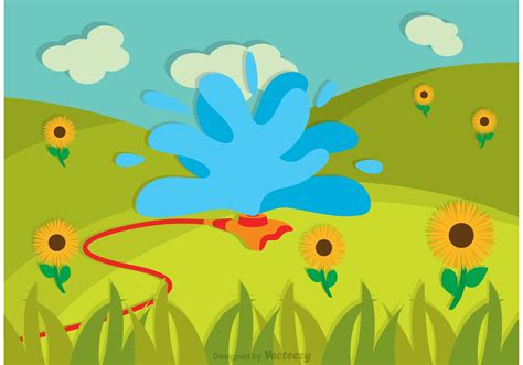 Lawn Sprinkler In The Garden Vector - Download Free Vector Art, Stock Graphics & Images