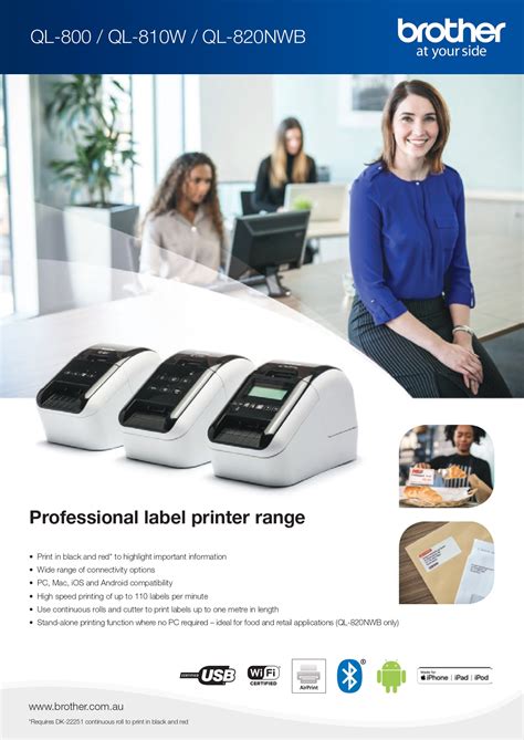 Brother QL-820NWB, Wireless/Networkable High Speed Label Printer