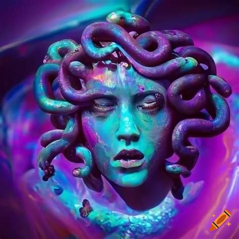 Detailed artwork of crystal medusa on a lake