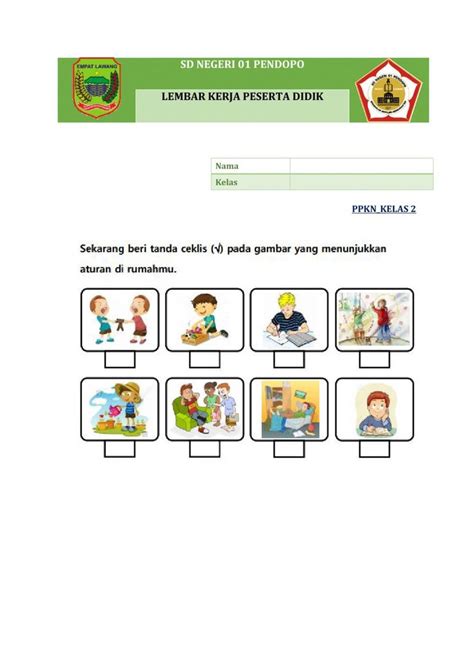 Aturan di Rumah (Tema 2 Subtema 1) worksheet | Pendidikan, Latihan, Pendidikan dasar