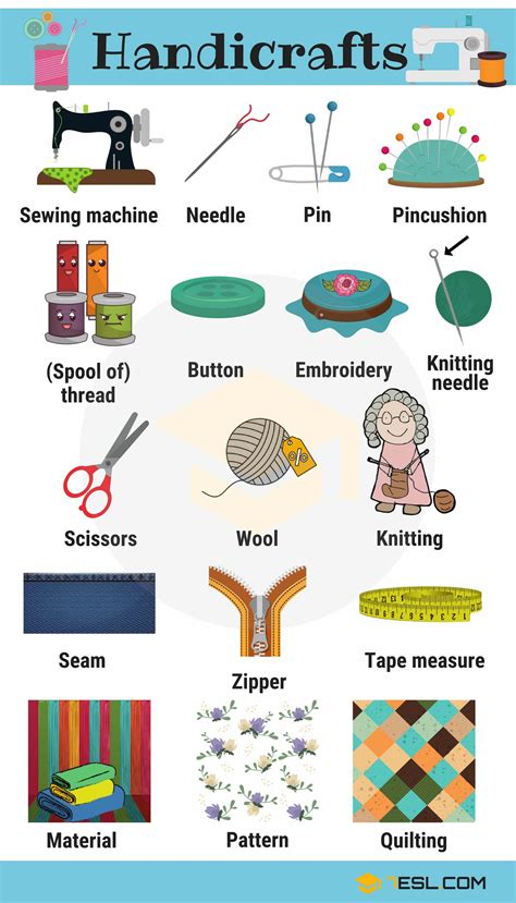 Handicraft Vocabulary Words with Pictures • 7ESL