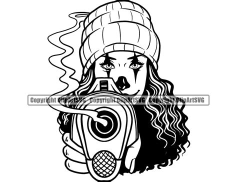 Gangster Girl Clown Sexy Woman Female Face Head Gun Pistol - Etsy Hong Kong